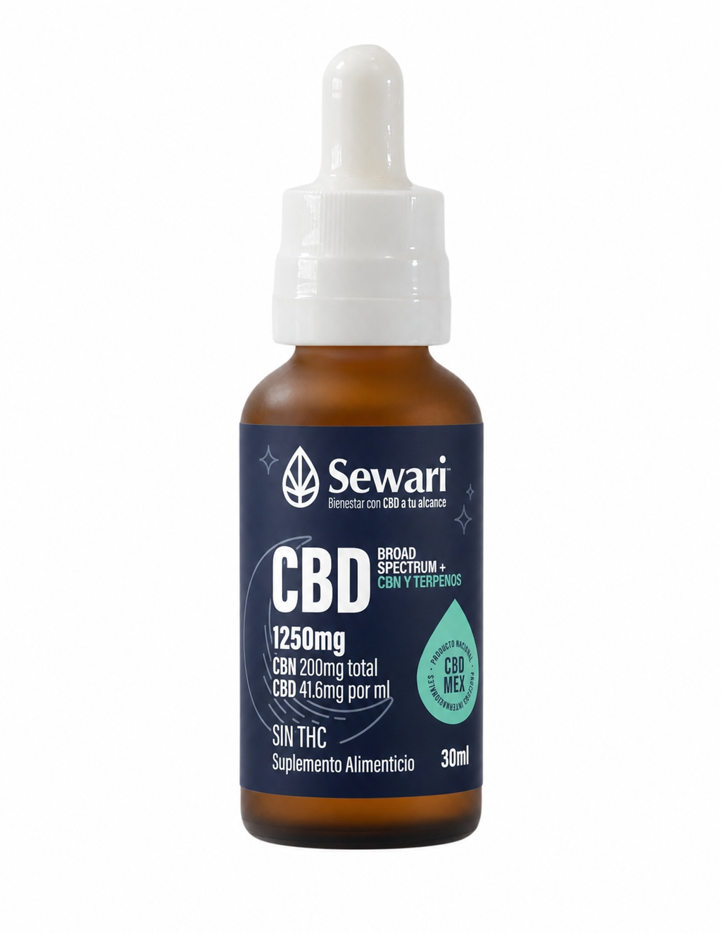 Gotas CBD + CBN y terpenos Sewari, frasco de 30 ml