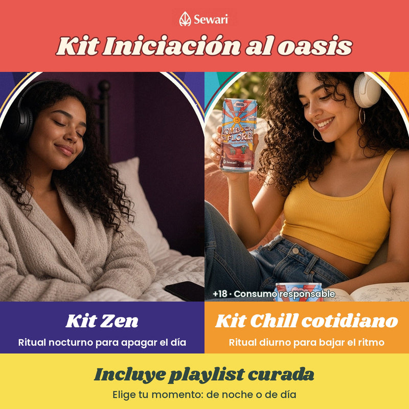 Kit Iniciación al oasis: Kit Zen y Kit Chill cotidiano, incluye playlist curada